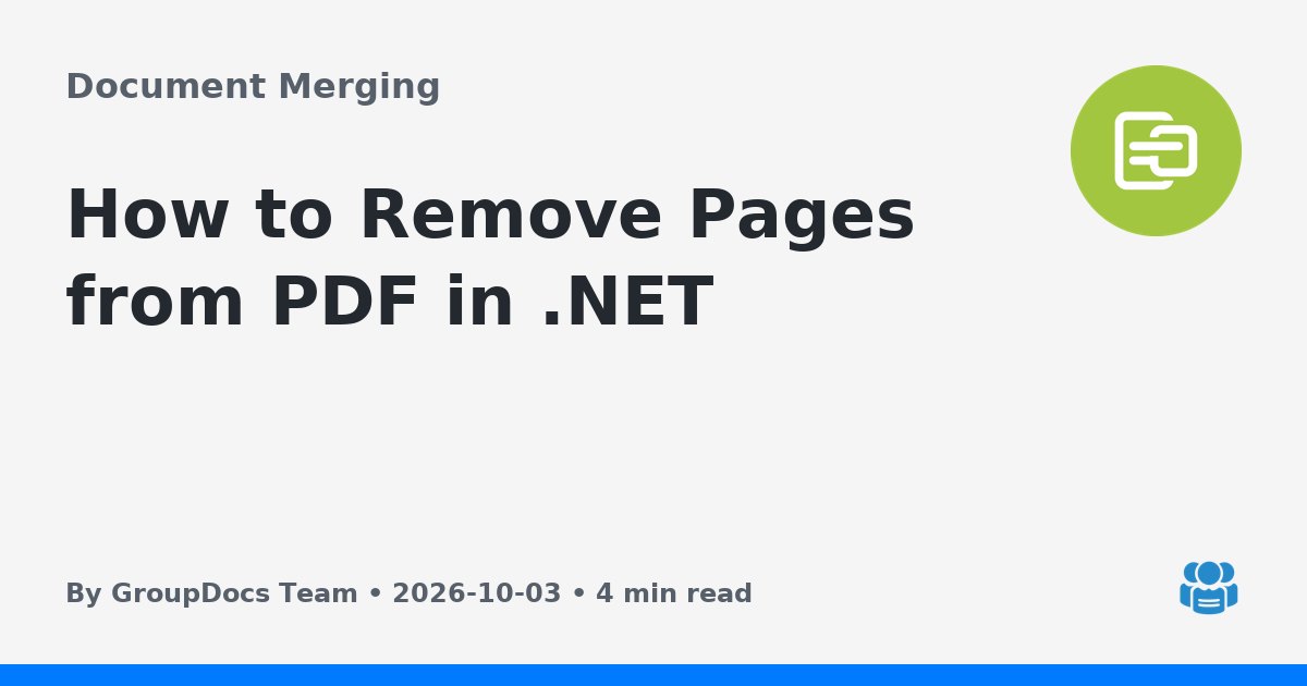 How to Remove Pages from PDF in .NET